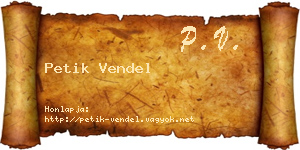 Petik Vendel névjegykártya